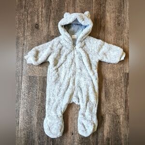 F&F Baby Gray Striped Fleece Jacket Coat One Piece
